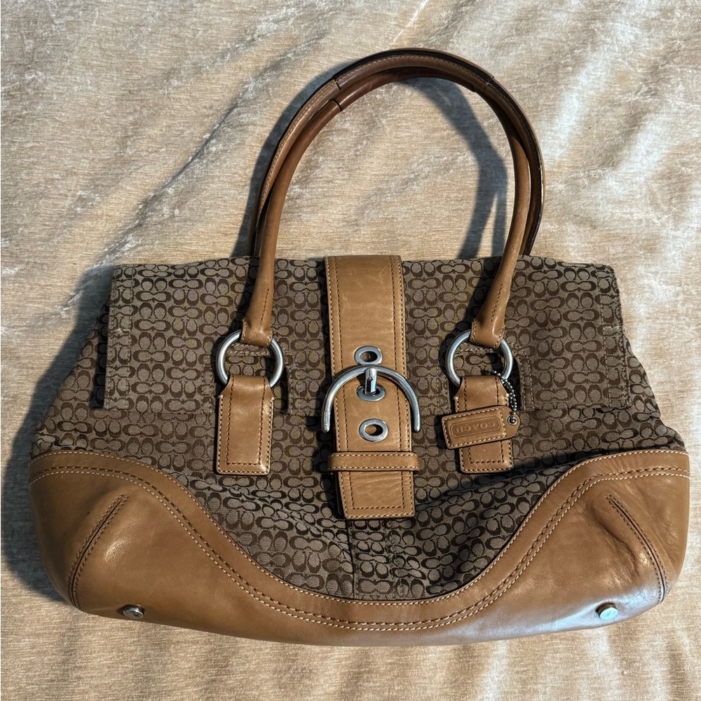 Coach Brown Shoulder Bag and matching wallet with Signature Monogram